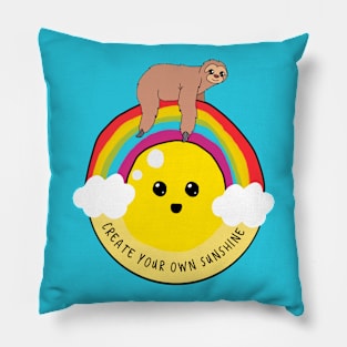 create your own sunshine sloth rainbow Pillow