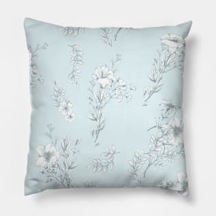 Flowers on pastel blue Pillow