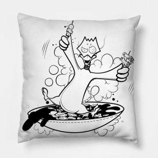 Funny chicken on pan ink-pencil illustration Pillow