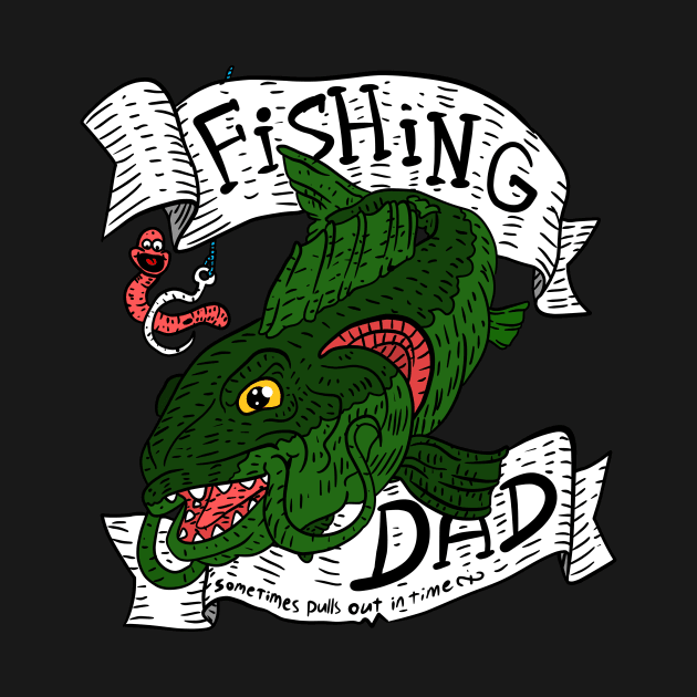 fishing dad. gift for fathers. fishing artwork by JJadx. by JJadx