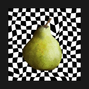 Pear Painting Checkered Background T-Shirt