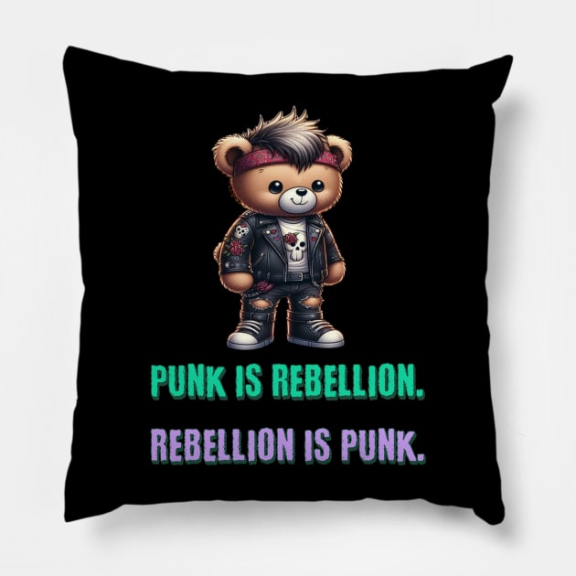 Punk teddy bear Pillow by Out of the world