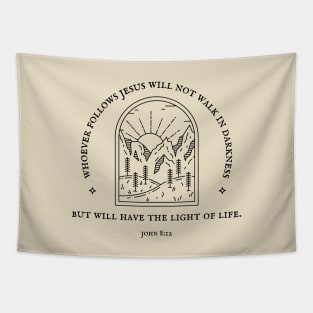 Light of Life - John 8:12 Bible Verse Christian Quote Tapestry