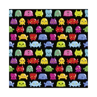 colorful retro monster pattern T-Shirt