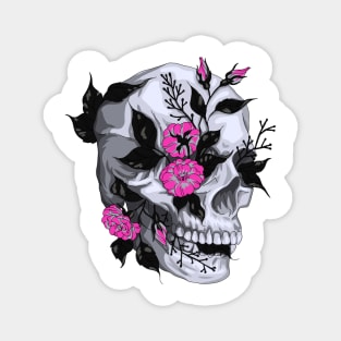 Day of The Dead Skull with Pink Flowers for Women and Men Magnet