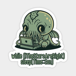 Chibi Cthulhu Programmer - sleep() till the stars are right Magnet