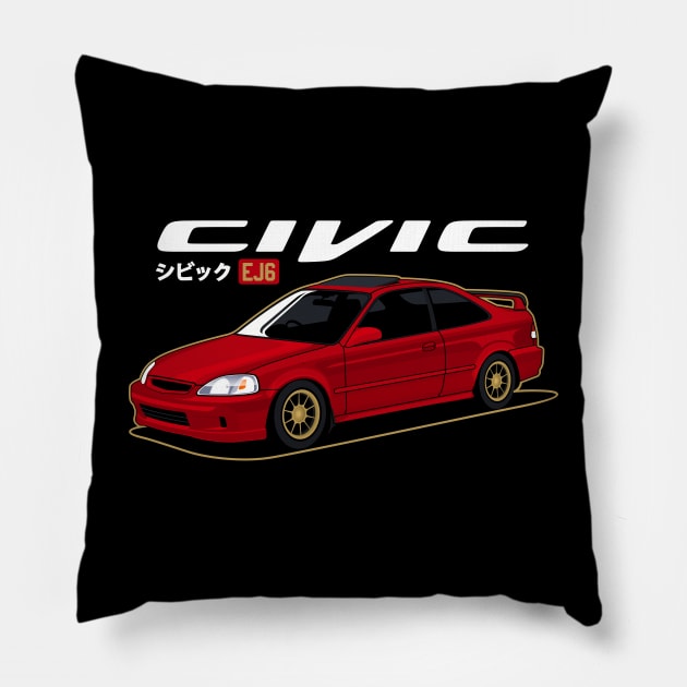 Civic ej6 JDM Cars Pillow by Turbo29