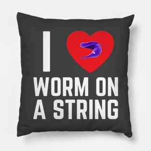 I heart I love Worm on a String Meme Pillow