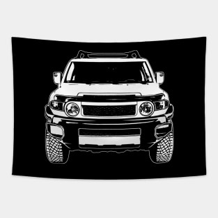 White FJ Cruiser Sketch Art Tapestry