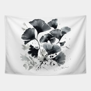 Gingko leaves Sumie painting Japan art Tapestry