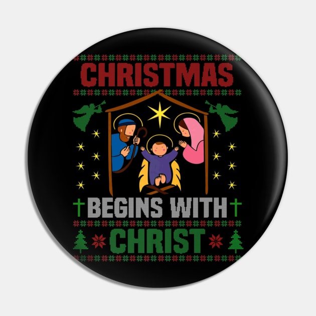 Christmas Begins With Jesus Lover Pin by Melaine GoddessArt