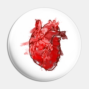 Watercolor Human Heart Pin