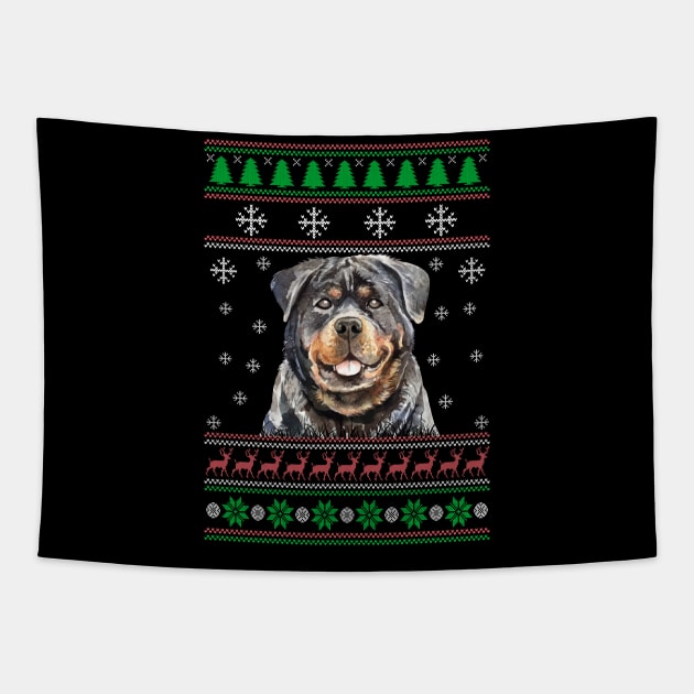 Rottweiler Ugly Christmas Sweater Funny Dog Lover Owner Gifts Tapestry by nzbworld