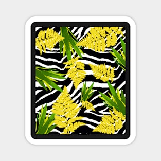 ZEBRA TROPICAL PALMS AND FERNS PATTERN Magnet