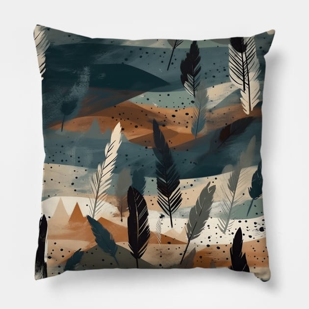 Feather print design Pillow by Pattern Wonderland 