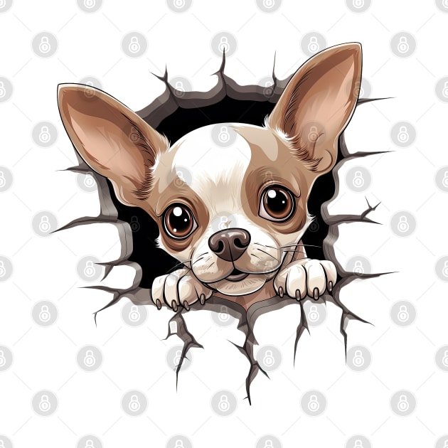 Baby Chihuahua Dog Peeking by Chromatic Fusion Studio