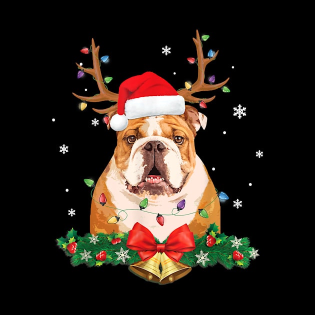 Dog English BullChristmas Tree Lights Santa 85 paw by Olegpavlovmmo