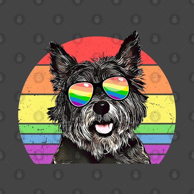 LGBTQ Cairn Terrier Dog Retro Rainbow Love Pride by TheBeardComic