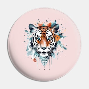 painted color mandala tiger cartoon Pin