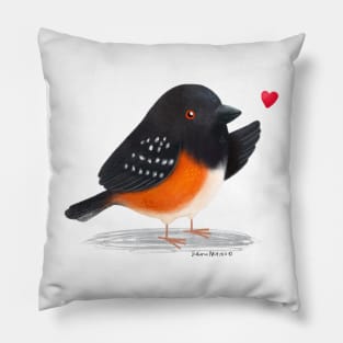 Towhee bird in love Pillow