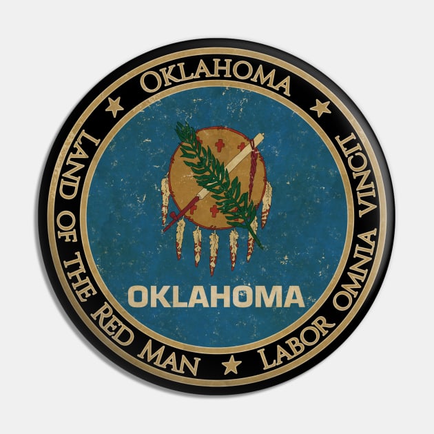 Vintage Oklahoma USA United States of America American State Flag Pin by DragonXX