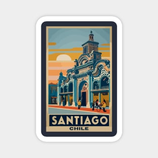 A Vintage Travel Art of Santiago - Chile Magnet