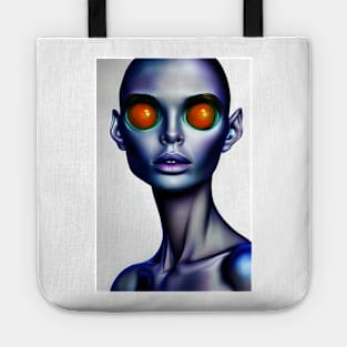 Strange Alien Woman Portrait Face AI Art Tote