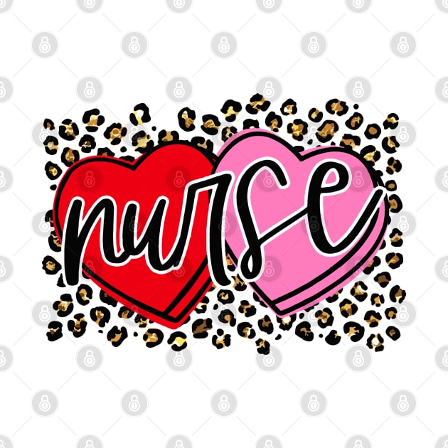 Nurse Valentines Day Cute Heart Leopard Valentine by Shaniya Abernathy