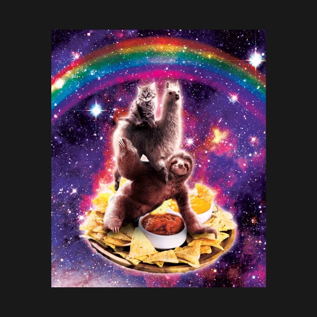 Space Cat Llama Sloth Riding Nachos by Random Galaxy