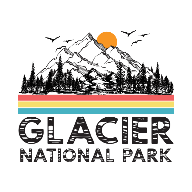 Vintage Retro Glacier National Park Montana Gifts by mrsmitful01