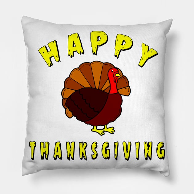 Cute turkey Funny Thanksgiving Gift Pillow by S-Log
