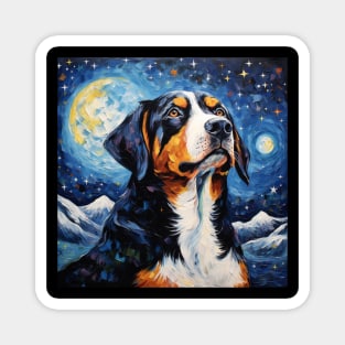 Swiss Mountain Dog Painted in The Starry Night style Magnet