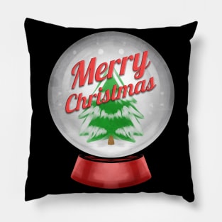 Christmas Tree Snow Globe Merry Christmas Pillow