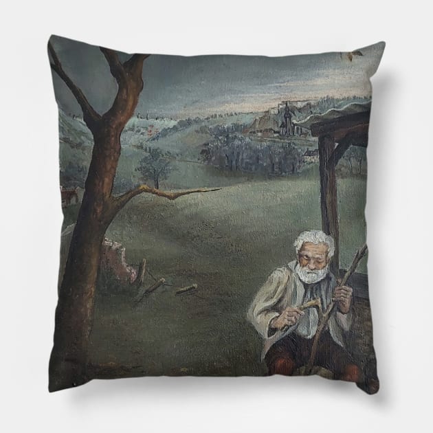 Oil painting of an old man unknown artist Pillow by Printorzo