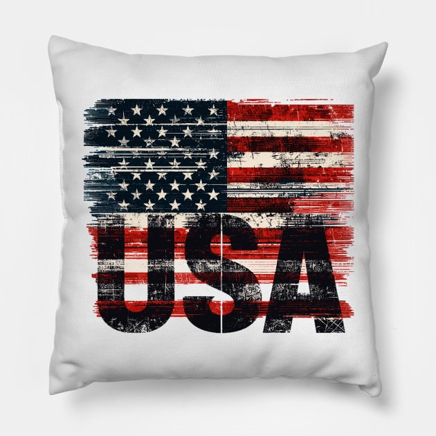 USA Flag Pillow by Vehicles-Art