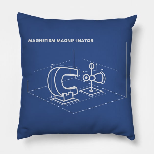 Magnetism Magnif-inator blueprint Pillow by tamir2503