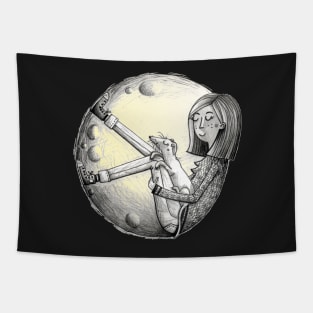 My Special Moon - Fullmoon - Woman & Dog Tapestry