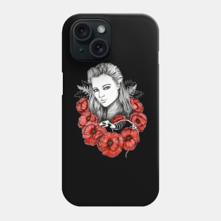 Girl with Poppy Flowers Phone Case