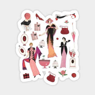 Vintage Fashion Style Classy Illustration Magnet