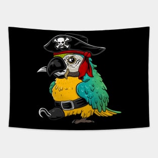 Feathered Buccaneer: Pirate Parrot Design Tapestry