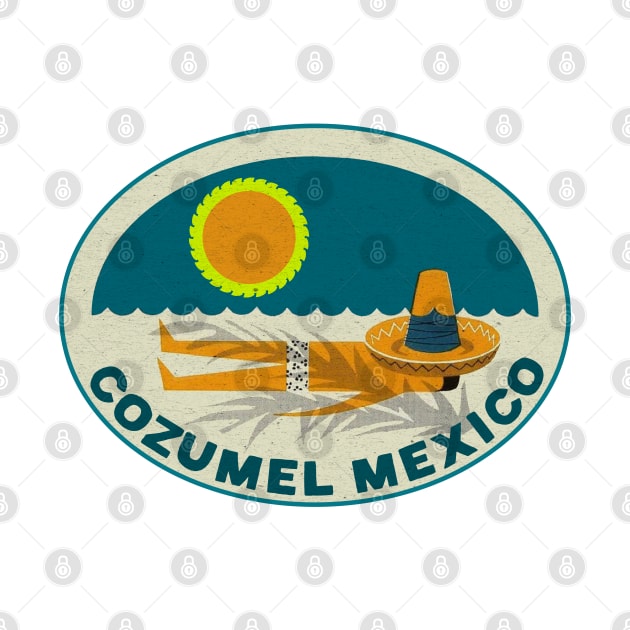 Cozumel Mexico Vintage Style Travel Beach Ocean Vacation by TravelTime