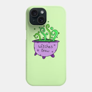 Halloween Purple Witches Brew Cauldron Doodle with Green Potion Cartoon, made by EndlessEmporium Phone Case