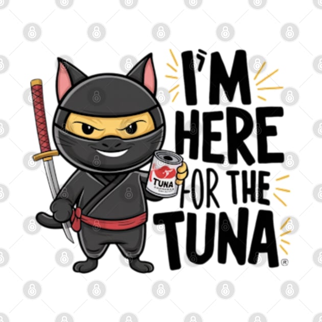 One design features a sneaky ninja cat with a katana in one hand and a can of tuna in the other. (7) by YolandaRoberts