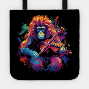 Snow Monkey Playing Violin Tote