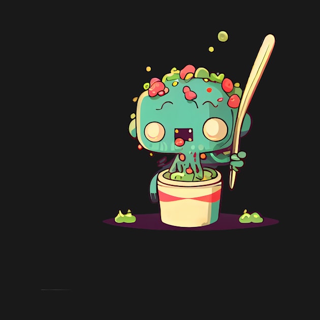 zombie holding chopstick and eating noodle by MLArtifex