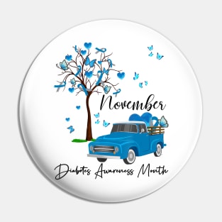 Diabetes awareness Pumpkin Truck November We Wear Blue Diabetes Gift Pin