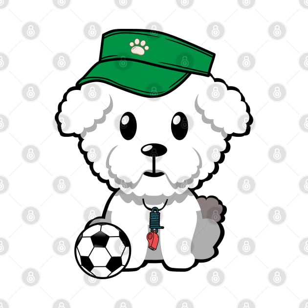 Funny furry dog is a soccer coach by Pet Station