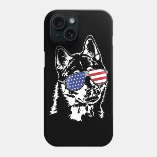 Funny Proud Siberian Husky American Flag sunglasses Phone Case