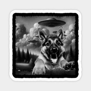 German Shepherd UFO Trendy Tee for Fans of Noble German Dogs Magnet