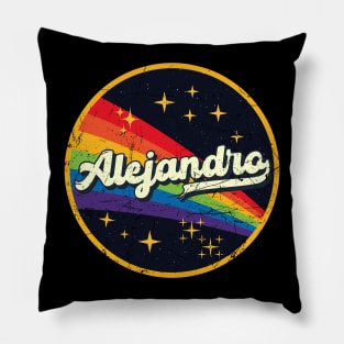 Alejandro // Rainbow In Space Vintage Grunge-Style Pillow